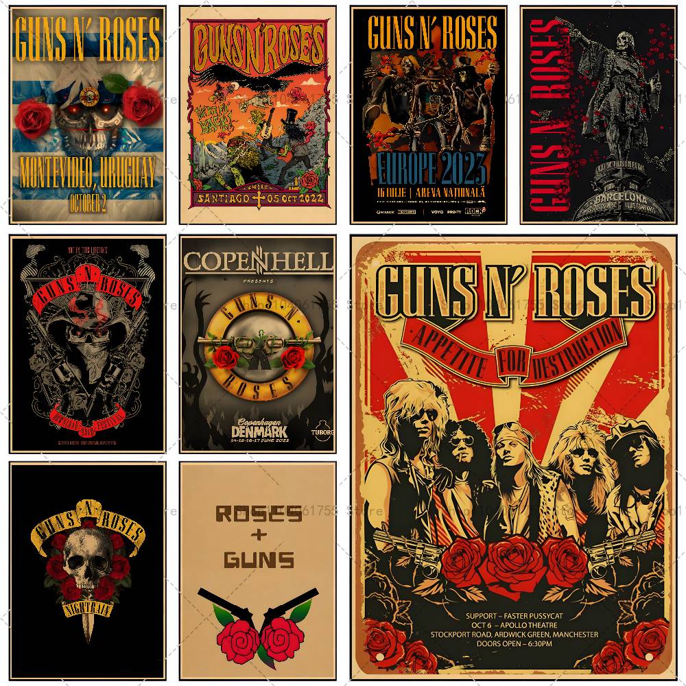 Home Security Gun - Plakat zespołu rockowego G-Guns n R-Roses,