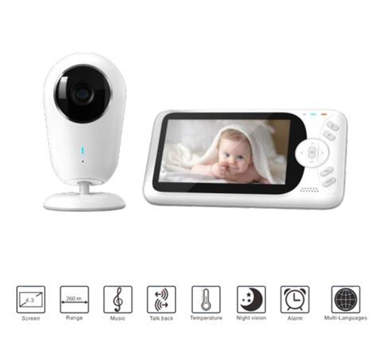 Home Security With Monitoring - Bezprzewodowa niania elektroniczna 4,3 cala 1080P