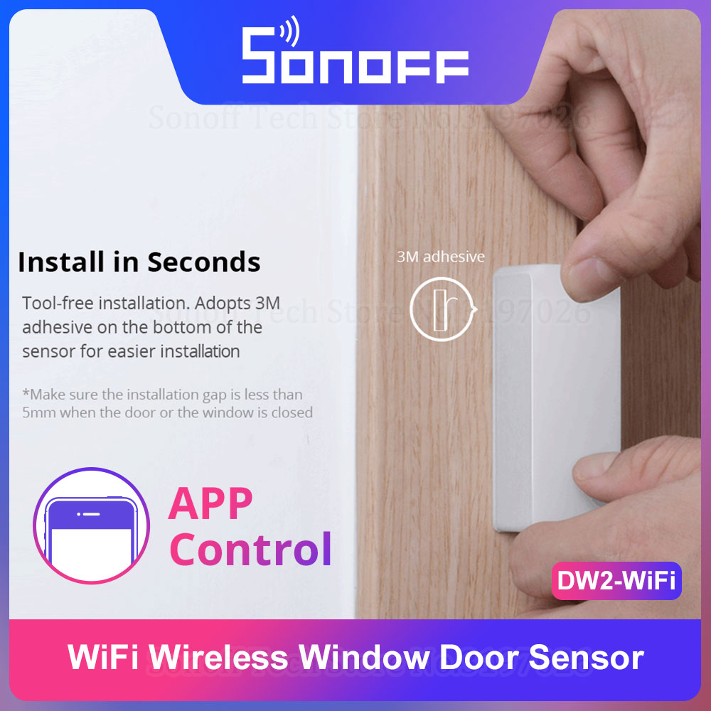Home Security Devices - Sonoff DW2-WiFi Bezprzewodowy czujnik drzwi/okien Alarm