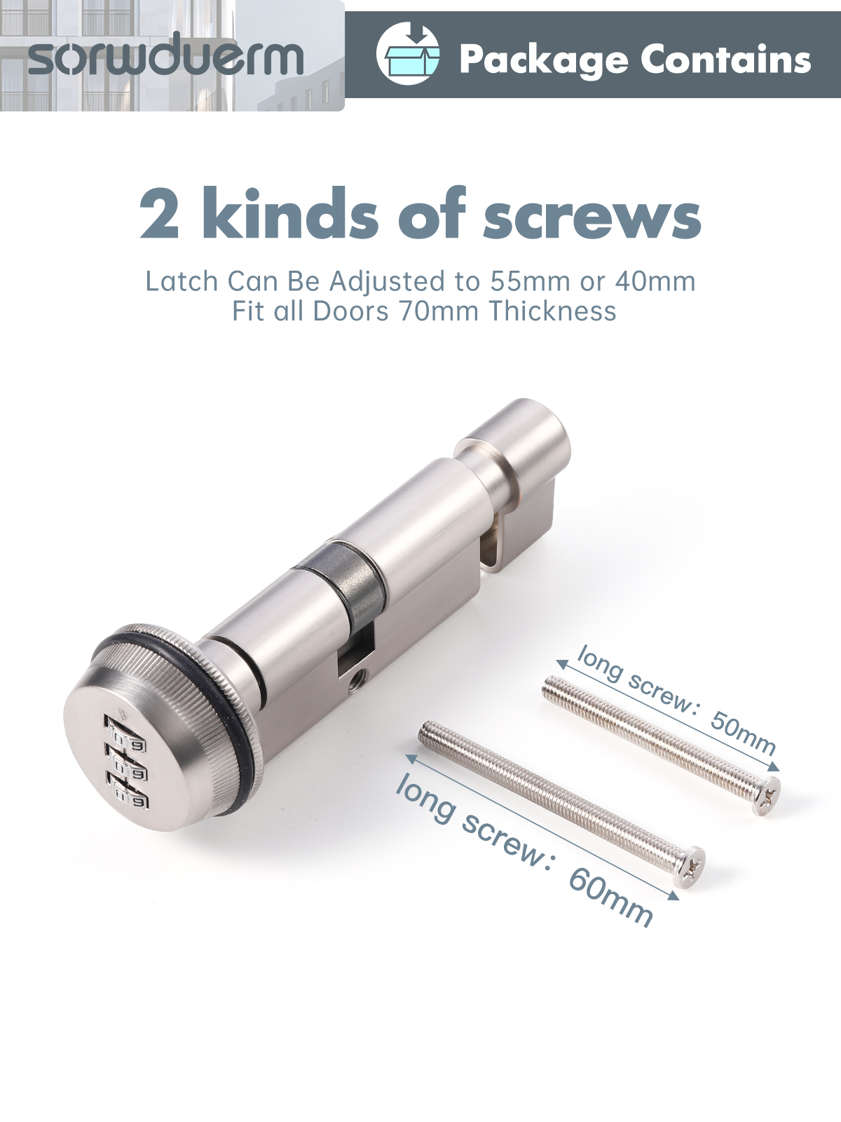 Home Security Key - 1 Zamek do drzwi wewnętrznych ze