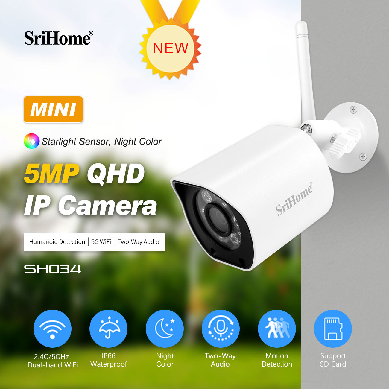 Home Security For Windows - Kamera IP Bullet 5MP QHD 2.4G&5G