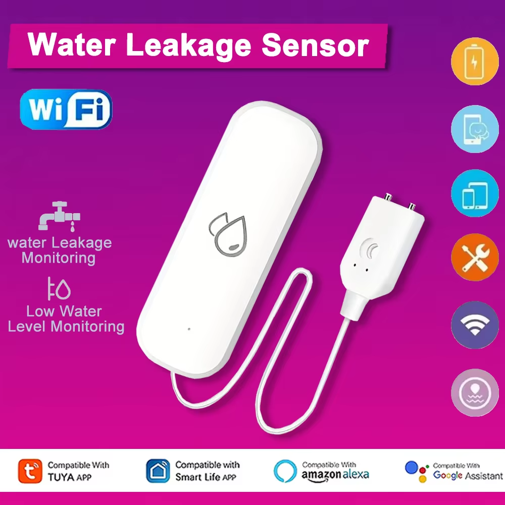 Home Security With Monitoring - Czujnik wycieku wody Tuya WiFi, inteligentny