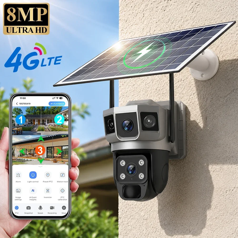 Home Security And Cctv - Kamera V380 4K z trzema ekranami,