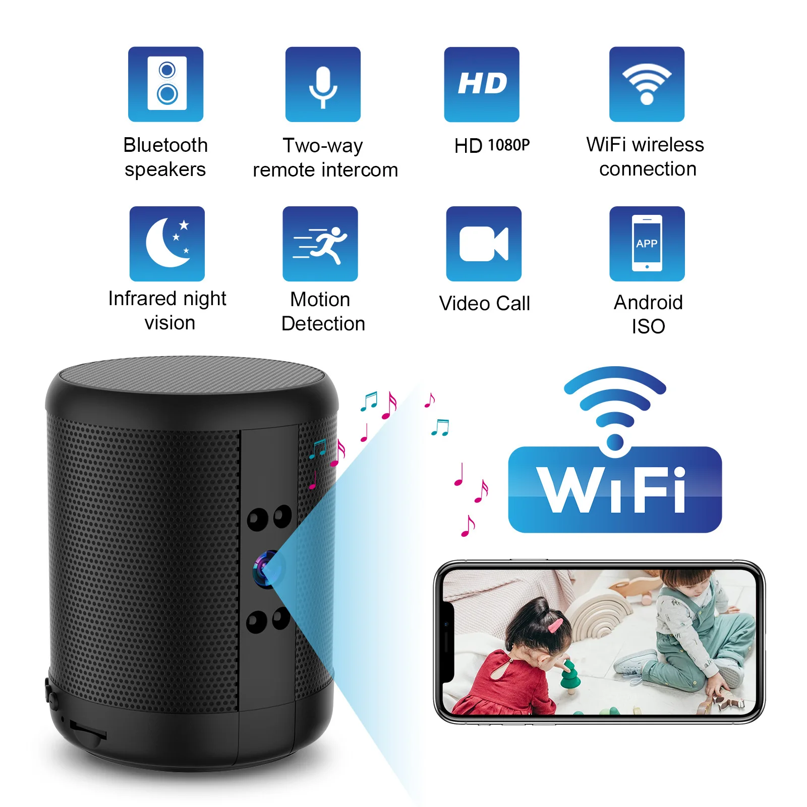 Home Security Robot - Kamera bezpieczeństwa WiFi z głośnikiem, rejestratorem