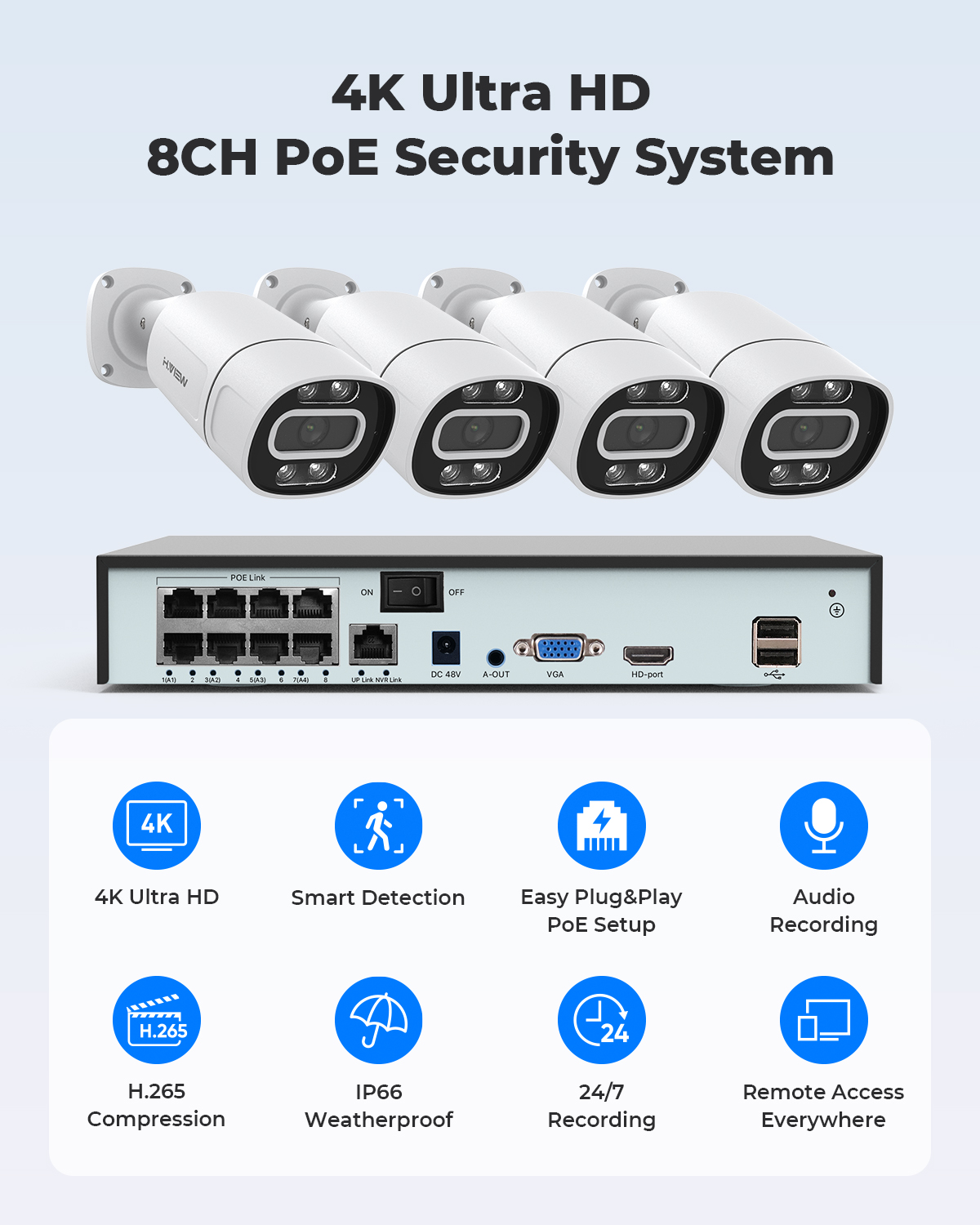 H.View 4K 5Mp 8Mp Poe CCTV Sys – Home Security And Cctv recenzja i cena